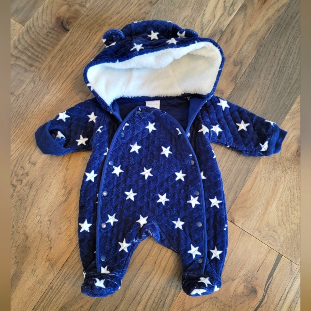 Nordstrom Baby Navy Blue Star Print Quilted One-Piece